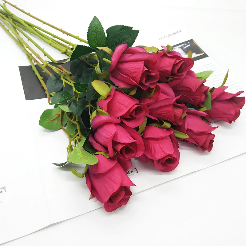 5 шт./лот пластиковые розы искусственные цветы настоящие на ощупь новый год