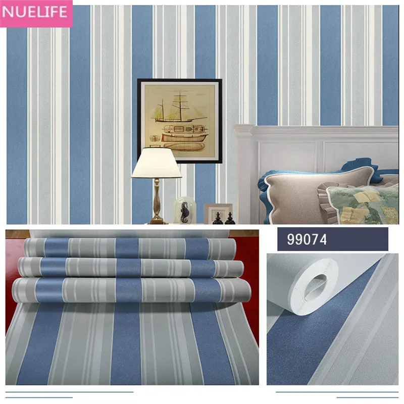 

Nuelife 0.53x10m Vertical stripe pattern non-woven wallpaper kids room bedroom living room bedroom wall shop wallpaper
