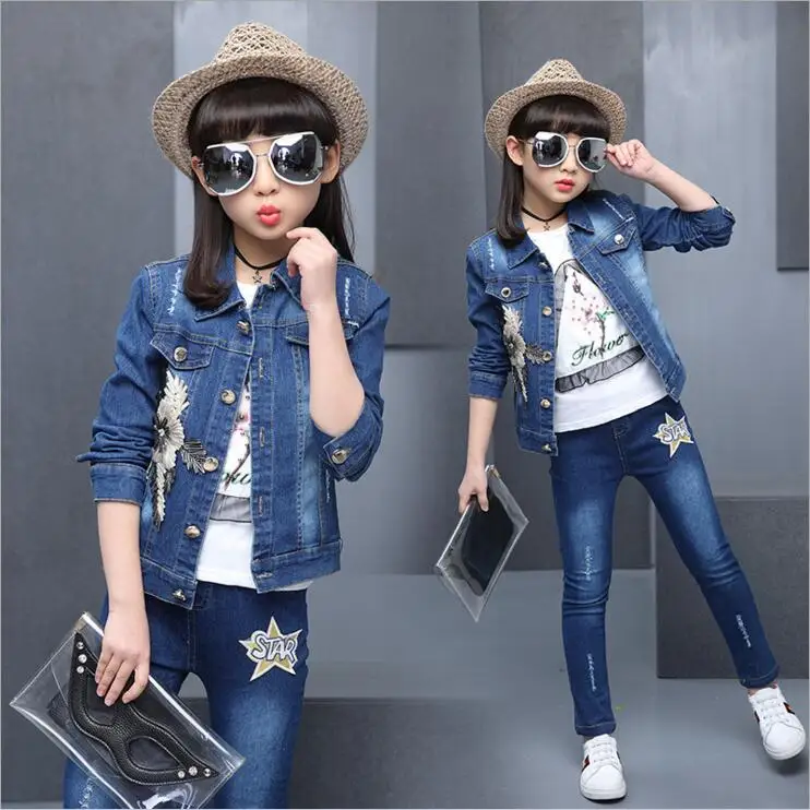 Весенне-осенняя джинсовая куртка с золотыми цветами и блестками джинсовый