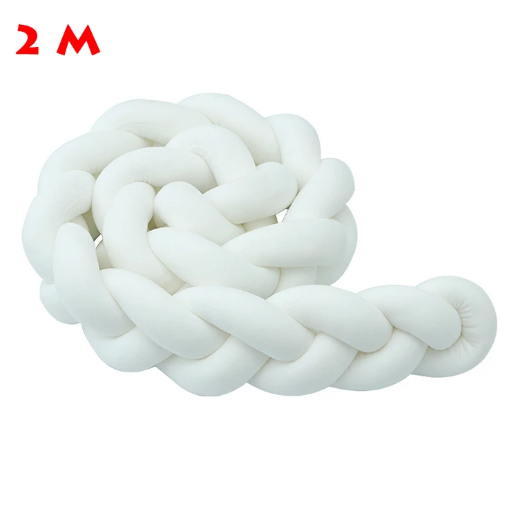 2 M White 1 шт., 1 м/2 м/3M, бампер для новорожденной кроватки, бампер с узлом для новорожденной кровати, длинная плетеная Подушка с узлом, детская кроватка, декор для детской комнаты - Цвет: 2 M White