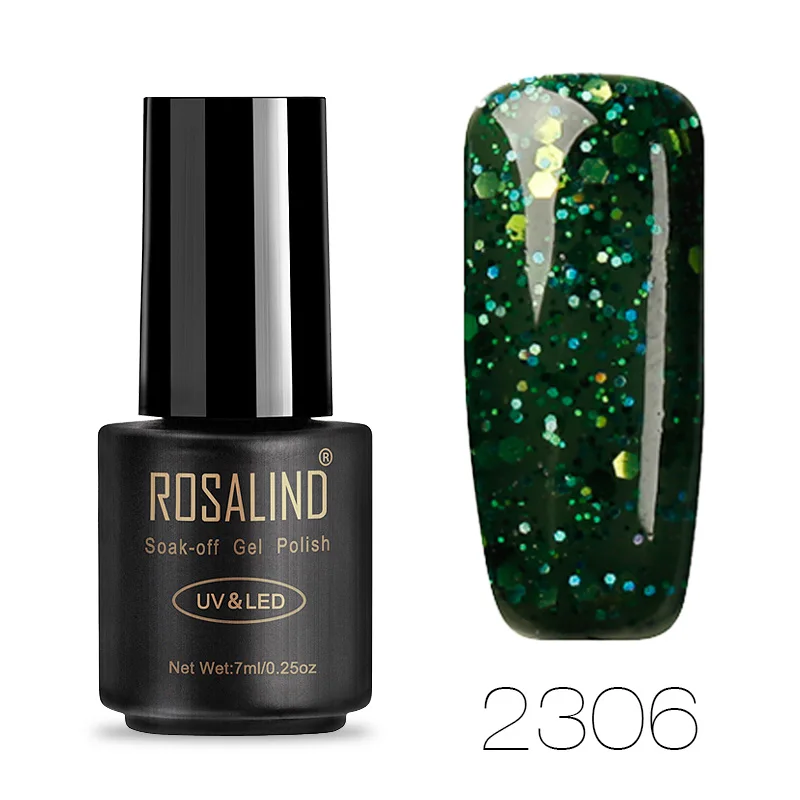 2306 ROSALIND гель 1S 7 мл красный желтый Алмазный Гель-лак для ногтей УФ светодиодный Блеск Гель-лак замочить сверху и Базовое покрытие праймер для ногтей - Цвет: 2306