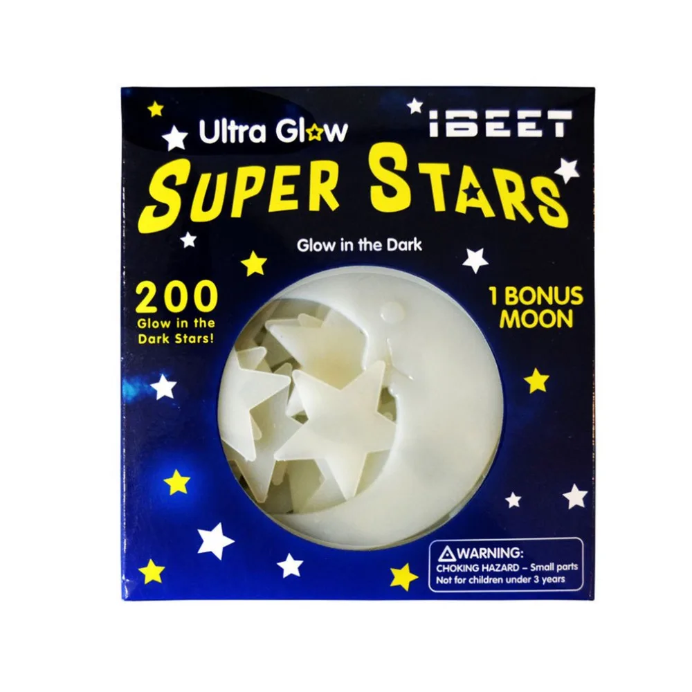 

200pcs Glow Star Moon Wall Stickers for Kids Rooms Baby Bedroom Decal Home Decor Ceiling Luminous Fluorescent DIY Wall Sticker
