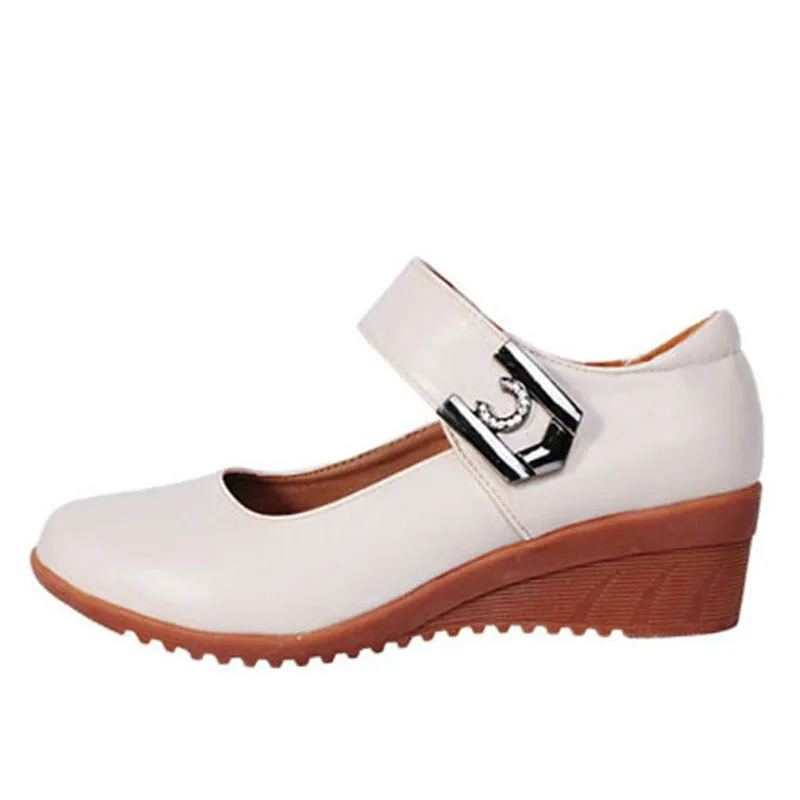 beige 01 BEYARNE/; женская обувь на танкетке; женская обувь на липучке с круглым носком; обувь для офиса; обувь для танцев; обувь для медсестры; удобная обувь; brownE205 - Цвет: beige 01
