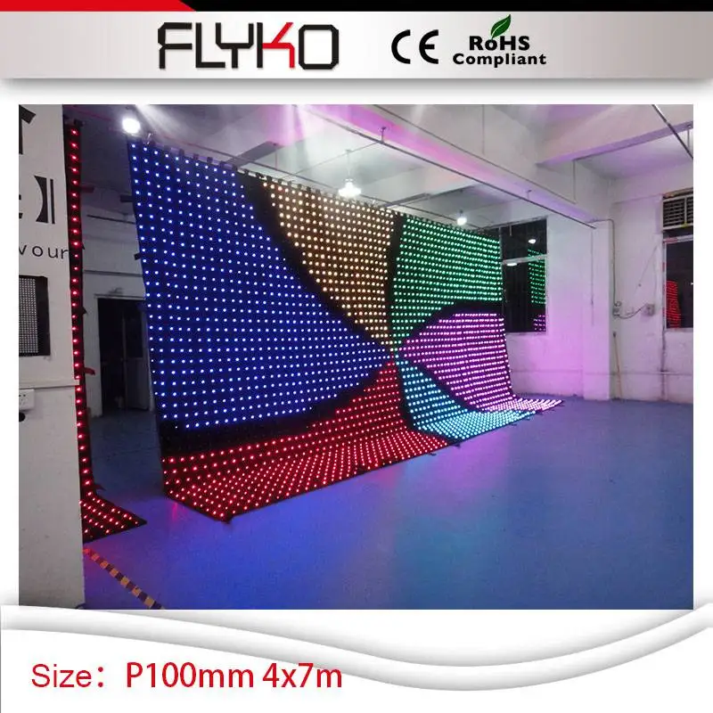 P100mm ТВ шоу Dj оборудование 4m x 7m видео занавес экран для клубной дискотеки
