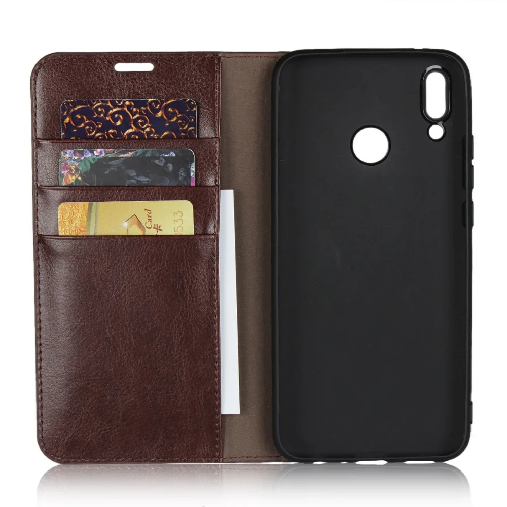 LUCKBUY для Huawei Y9 2019 классический деловой бумажник из натуральной кожи Подставка