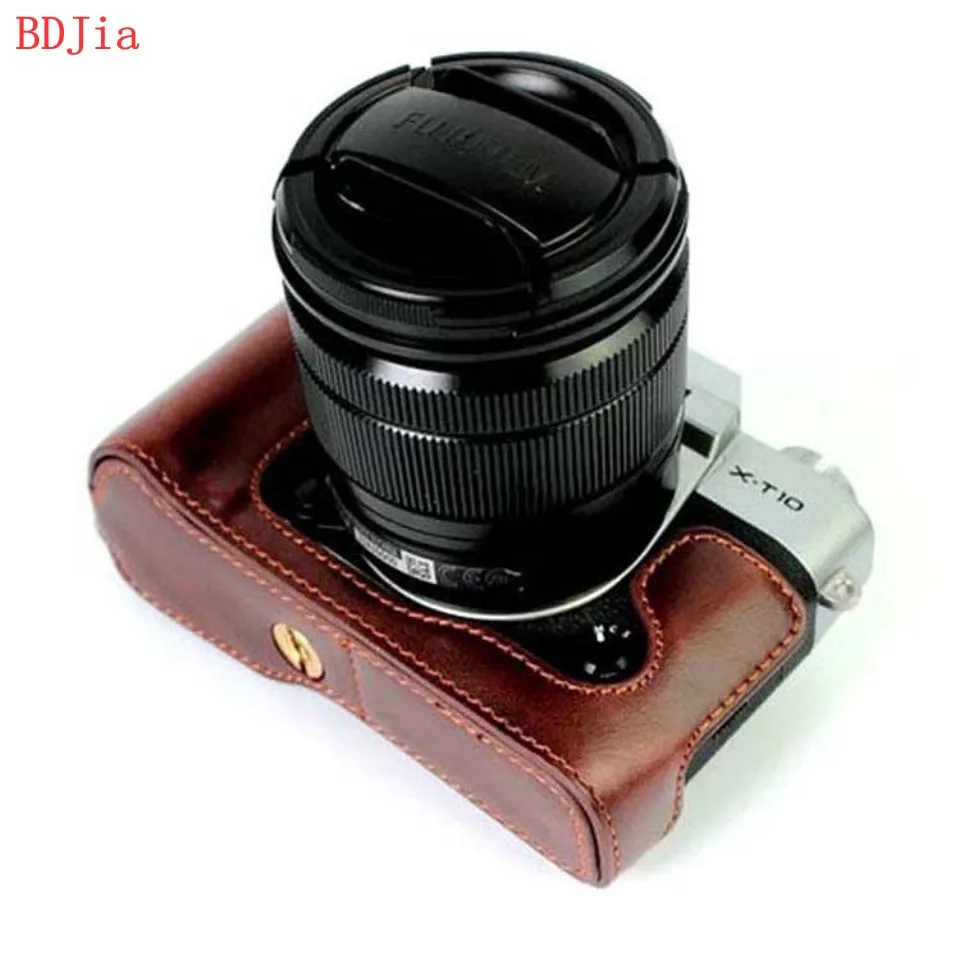 Coffee Модный чехол-сумка для камеры Fujifilm XT30 XT20 XT10 из искусственной кожи с отверстием для батареи - Цвет: Coffee