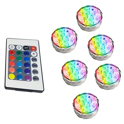 1 controller 6 Lamp Waterproof Underwater Light, Submersible LED Lights with Remote Control RGB Multicolor LED Pond Lighting Set for Vase Base - Испускаемый цвет: 1 controller 6 Lamp