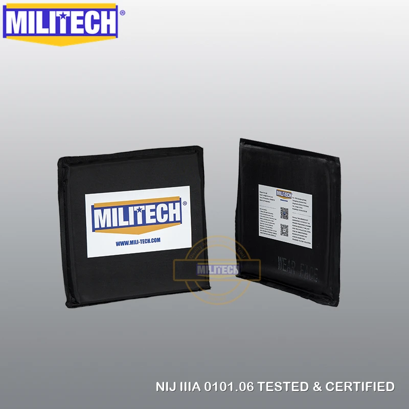 

MILITECH Ballistic Panel BulletProof Plate NIJ Level 3A & NIJ 0101.07 Level HG2 6" x 6" Pair Aramid Soft Side Insert Body Armor