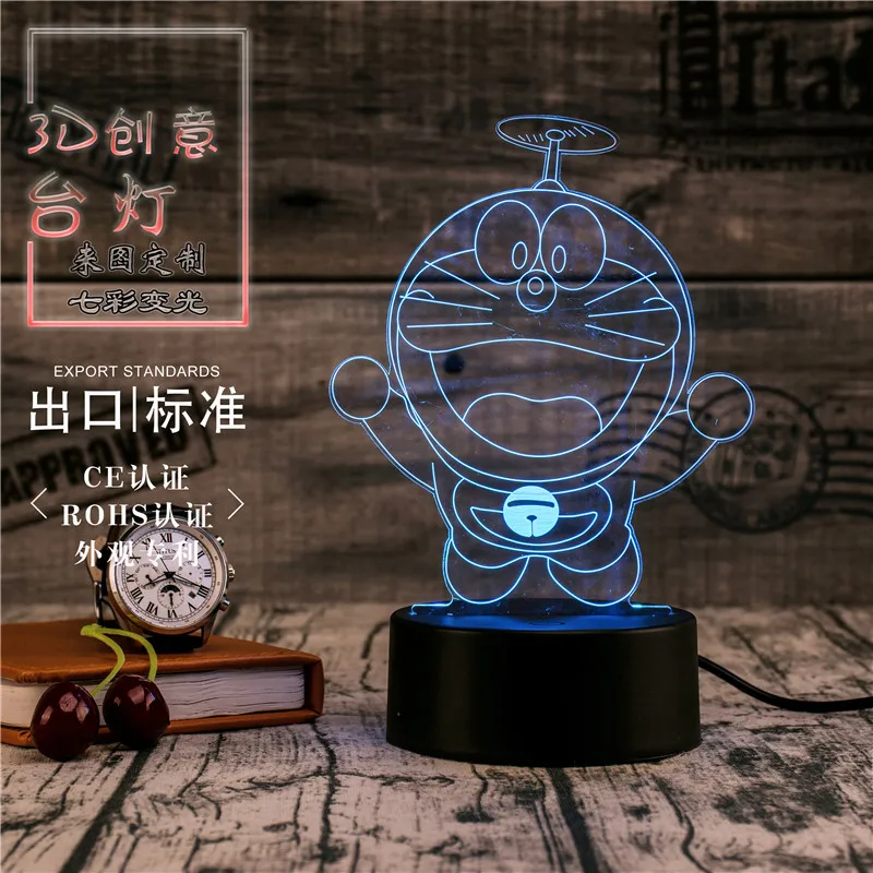 3D светодиодное освещение креативный подарок ночник настольная лампа Doraemon