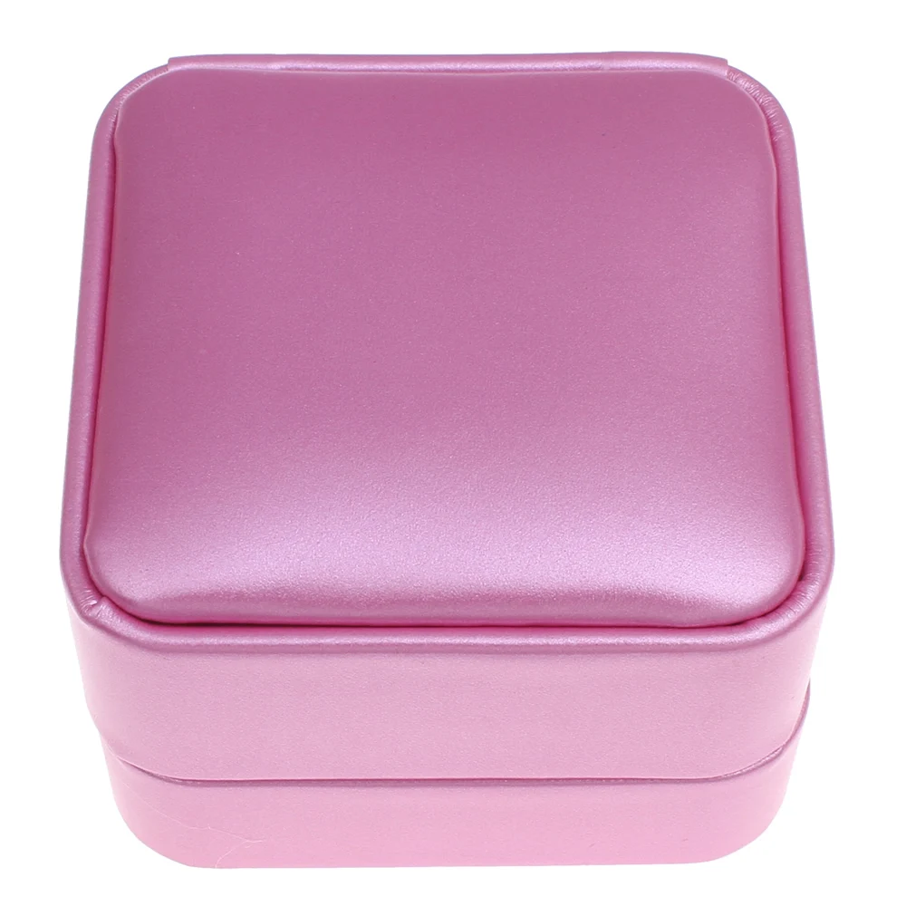 pink 1 шт. картонная коробка для кольца коробка ювелирных изделий Свадебные подарки свадебные кольца коробка из искусственной кожи розового цвета, цвета хаки, Цвет квадратный 70x48x70 мм для переноски - Цвет: pink