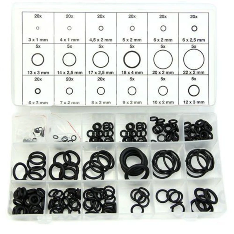 225x Rubber O Ring O-Ring Washer Seals Gasket Assortment Black for Car 18 Sizes | Автомобили и мотоциклы