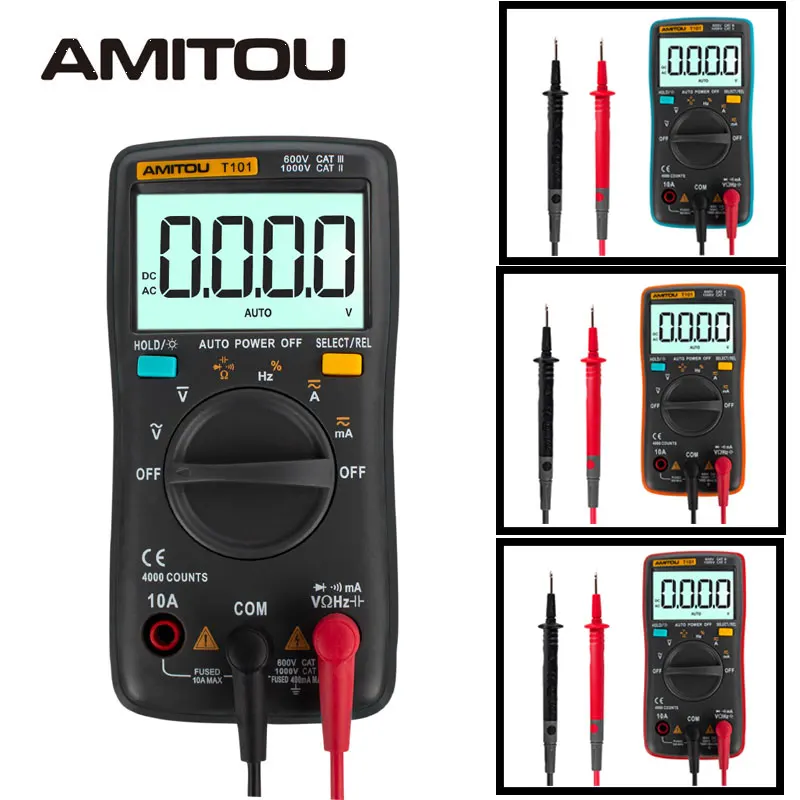 AMITOU 4 цвета T101 яркий ЖК цифровой мультиметр преобразования