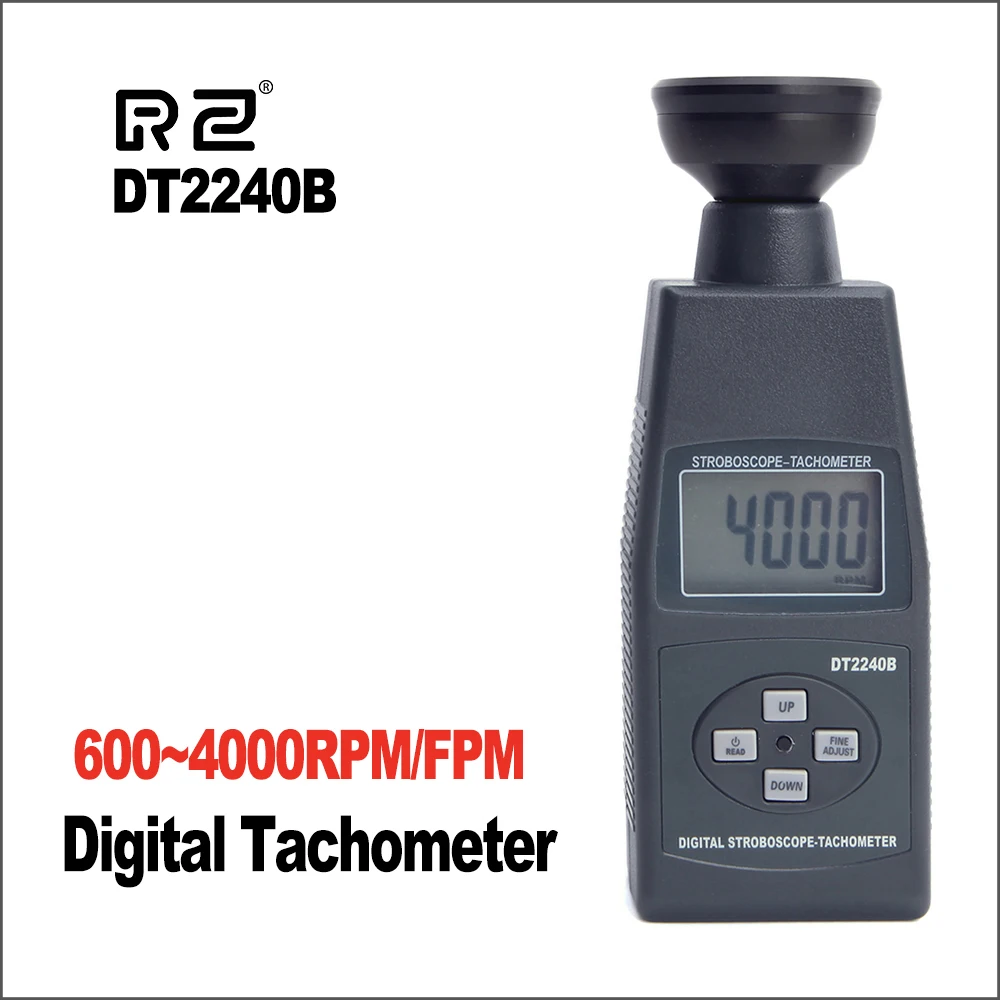 

RZ Stroboscope Tachometer RPM Electronic Handheld Non Contact Laser Digital Photoelectric Revolution Tester 600~4000RPM DT2240B