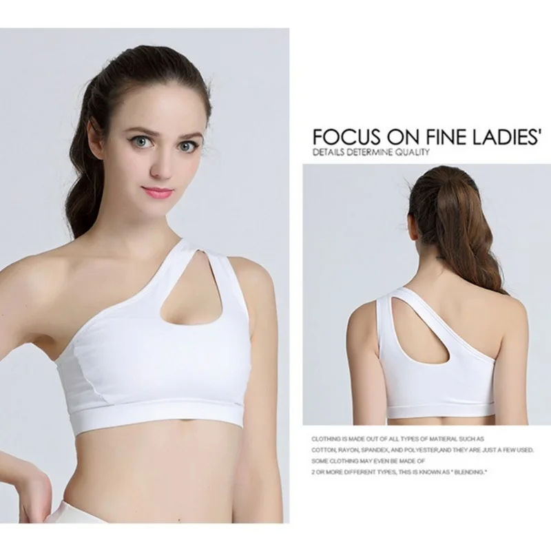 Sexy Fitness Yoga Bra for Women Push up Padded Sports Shirt Sportwear Gym Running Workout One Shoulder Elastic Crop Top Vest | Спорт и