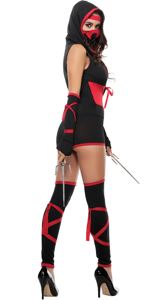 Взрослых Для женщин Хэллоуин Косплэй одежда ниндзя Cos платье вечерние клуб