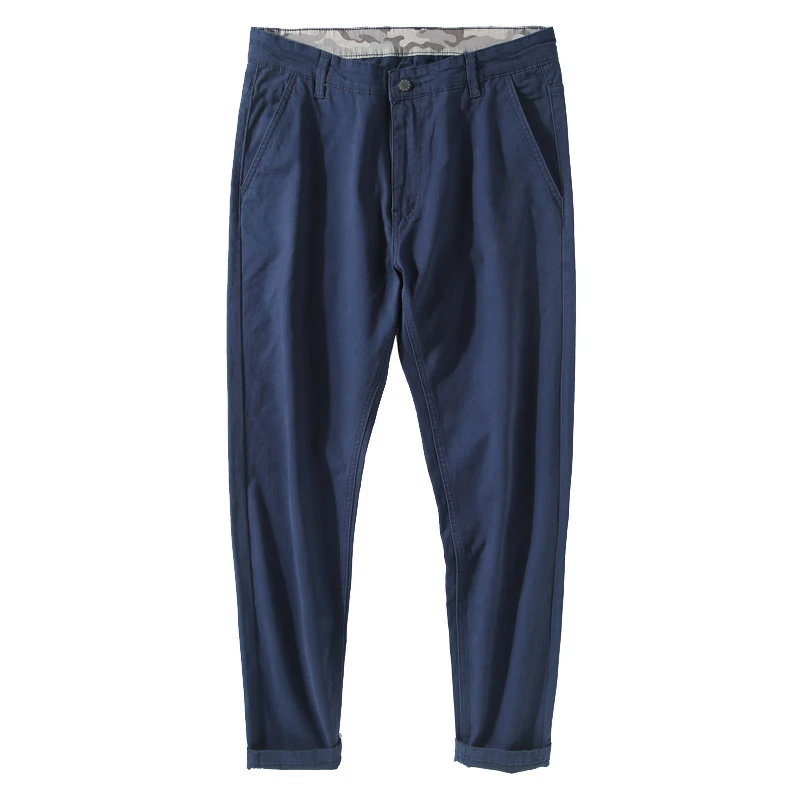 Men Casual Pants Mid Full Length Cotton Smart Flat Autumn Straight Plus Size 28-40 Solid Korean Style MCK002 | Мужская одежда