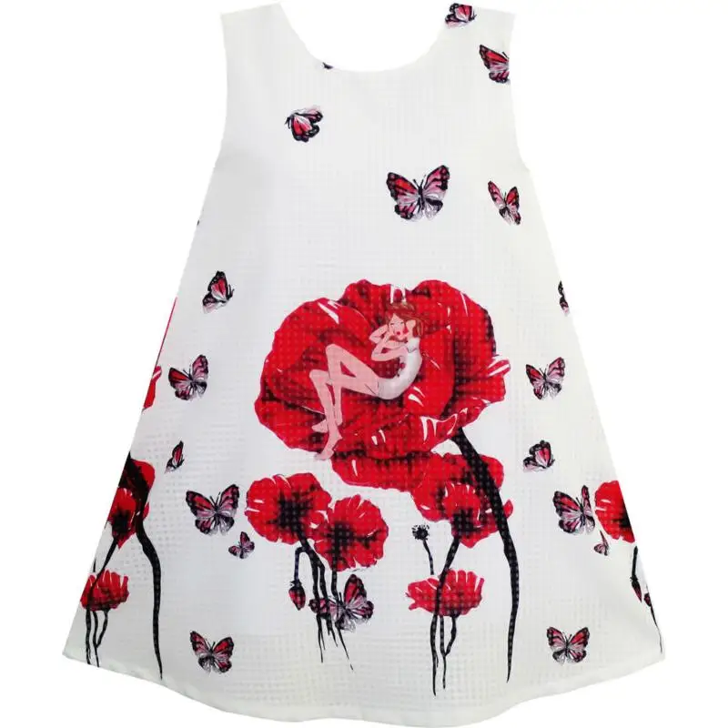 Sunny Fashion платья для девочек платье Малышка Спать в Цветок Шаблон Бабочка красный