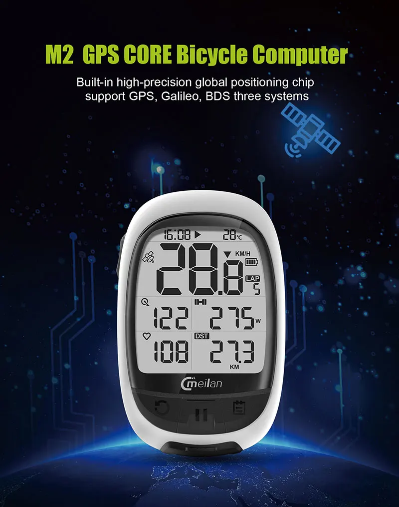 Meilan GPS велокомпьютер велосипедный GPS Спидометр M3 скорость Высота DST время езды беспроводной водонепроницаемый велосипедный компьютер