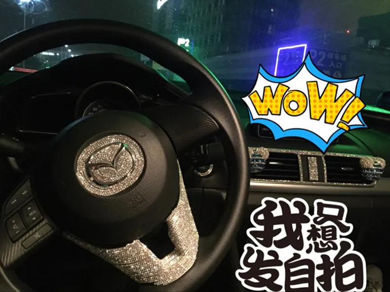 

Car Styling Automotive Interior Stickers Silver Crystal Decoration Flash Drill DIY Decals Super Luxurious