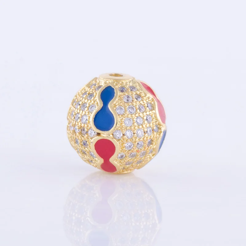 Supplies For Jewelry Wholesale Inlaid Zircon Round Copper Enamel Spacer Loose Beads Necklace Bracelet Charms Making | Украшения и