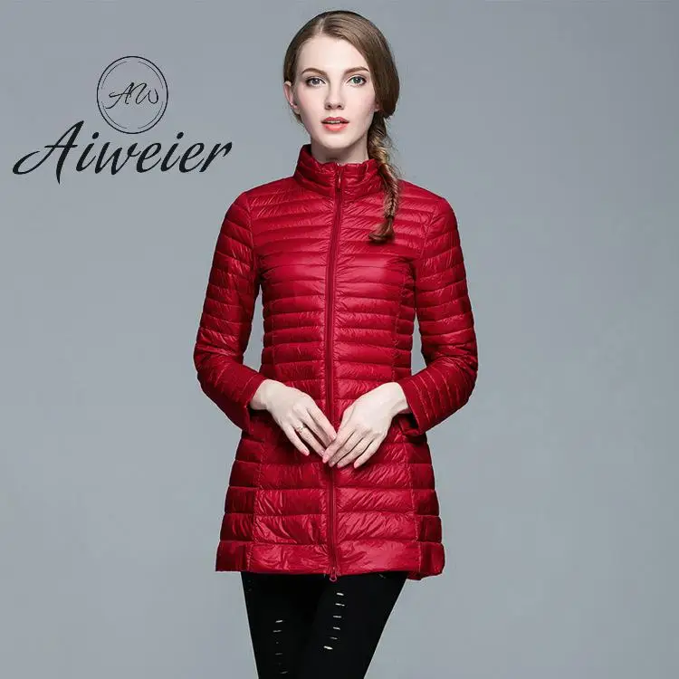 [Aiweier] женские пуховики Осень зима большие размеры тонкая полиэфирная подставка