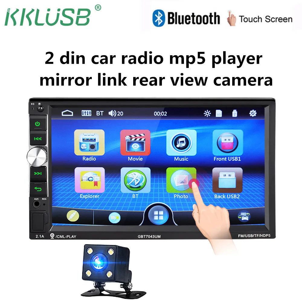Авторадио 2 din 7 &quotсенсорный экран estereo para авто bluetooth MP5 плеер Зеркало Ссылка камера