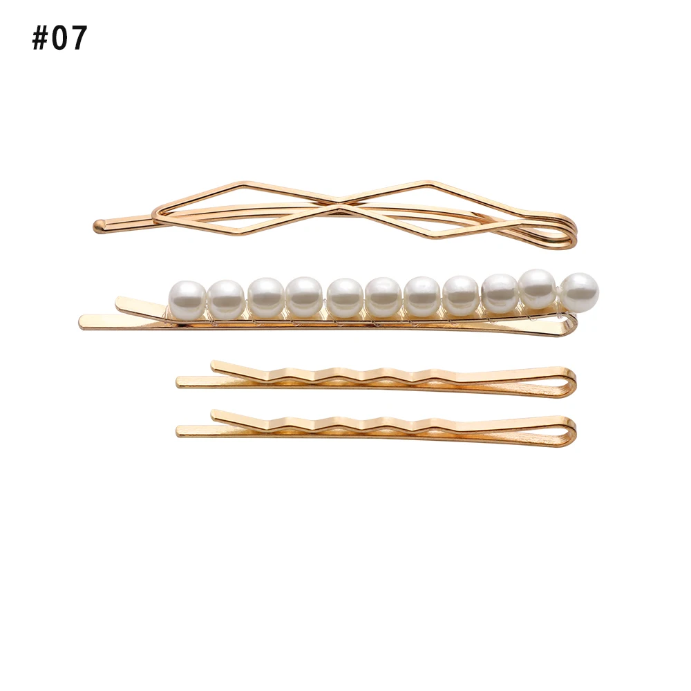 Pearl Hairgrips 7 1 Набор, минималистичные геометрические жемчужные золотые заколки для волос, нестандартные металлические заколки для волос, заколки для девочек, заколки для волос, аксессуары для укладки волос - Цвет: Pearl Hairgrips 7