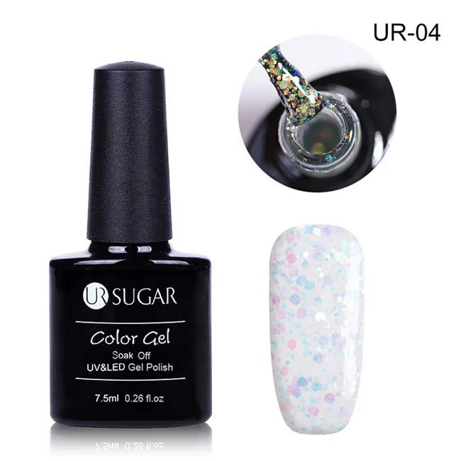 UR 04 UR SUGAR 1 бутылка 7,5 набор пластиковых бутылок для шампуней/кремов голографическая Звезда Луна блестки гель наклейки на ногти флаконы замочить от ногтей УФ гель лак - Цвет: UR 04