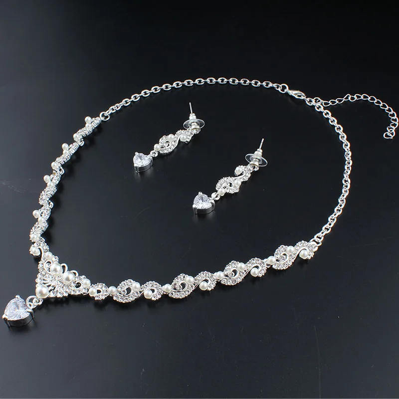 Комплект свадебных украшений WEIBANG ожерелье длинные серьги кристаллы
