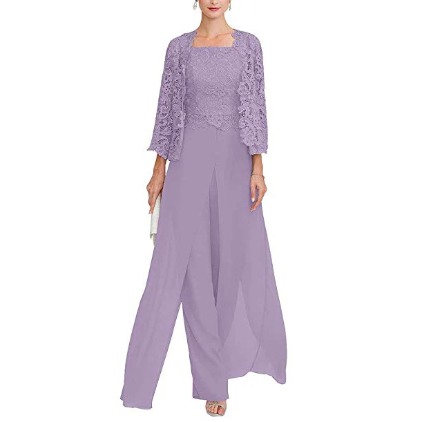 Элегантный серый Кружевной Костюм для матери невесты с брюками размера плюс шифоновые вечерние платья Длинные Vestidos De Madrina