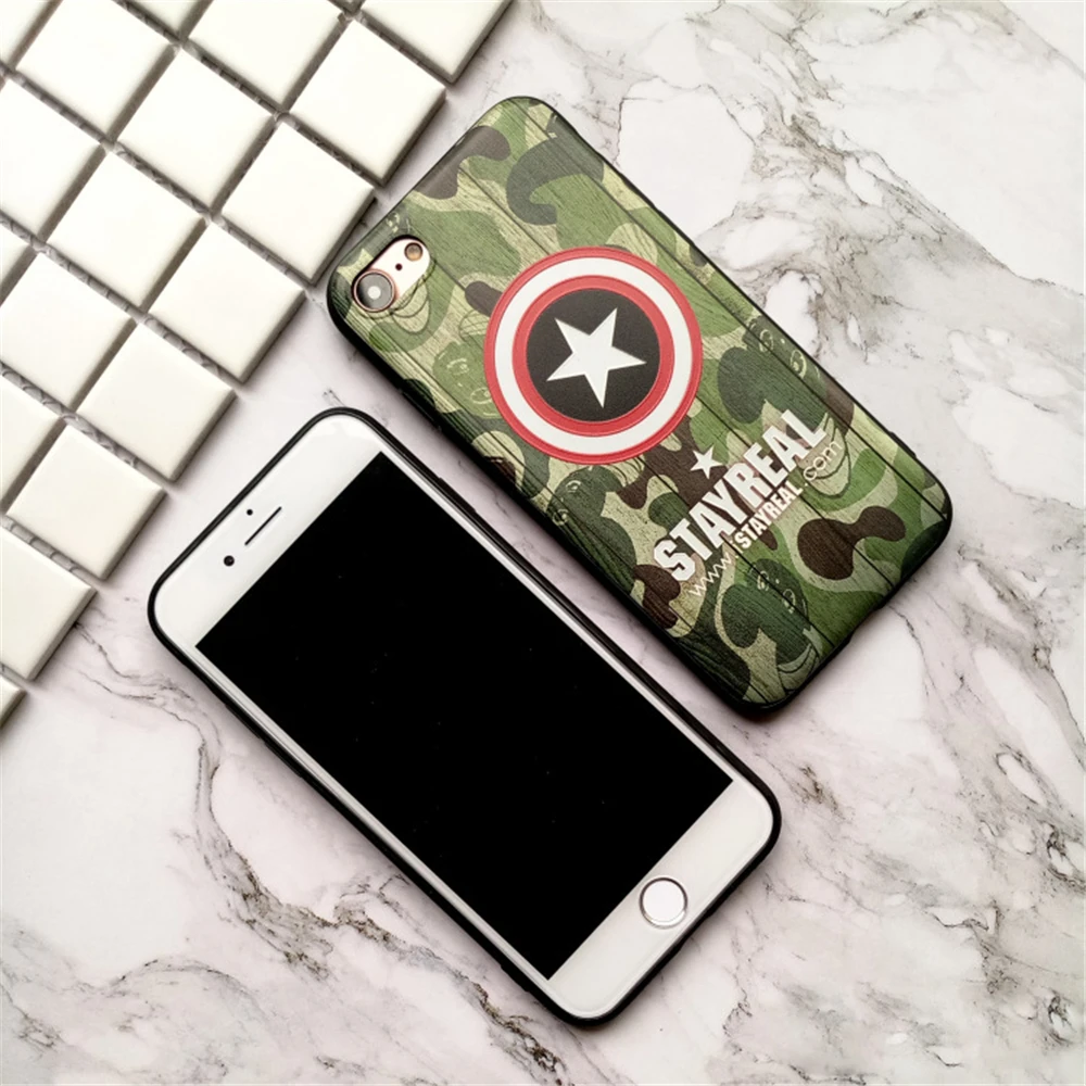 Супер герой военные камуфляж Бэтмен чехол для iPhone 6 S X 10 Marvel Зеленый Камуфляж