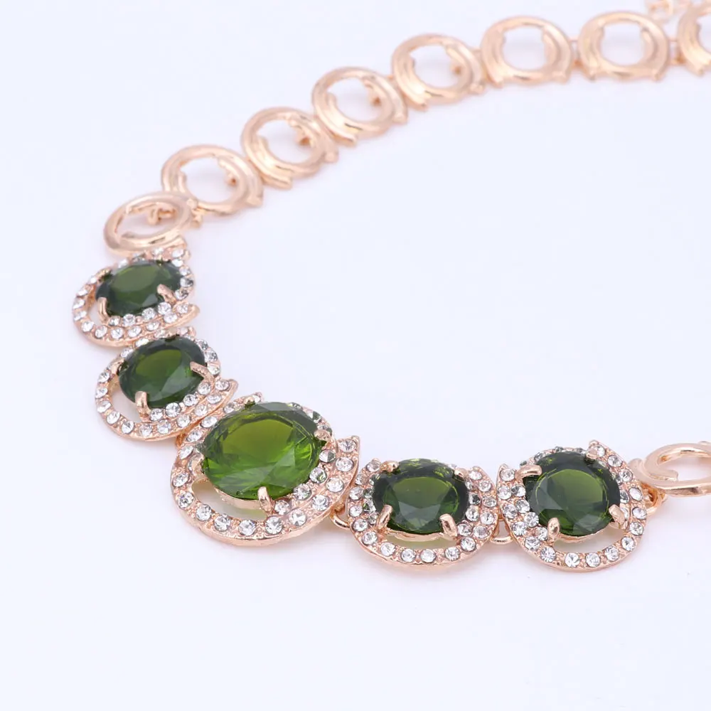 Итальянский дизайн золотого цвета ювелирное ожерелье с кристаллом зеленого