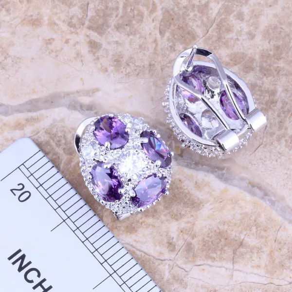 Комплект из кольца и серёг с фианитом 6 / 7 8 9 10 дюймов|silver jewelry set|jewelry setsearring pendant |