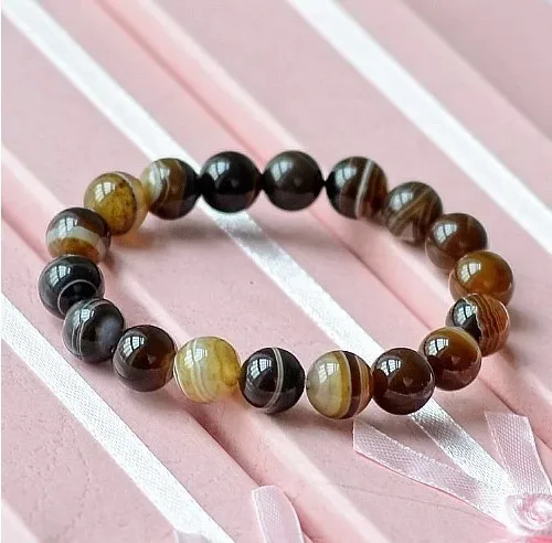 Желтый Камень Бусы Браслеты натуральные камни эластичная линия браслет мужские