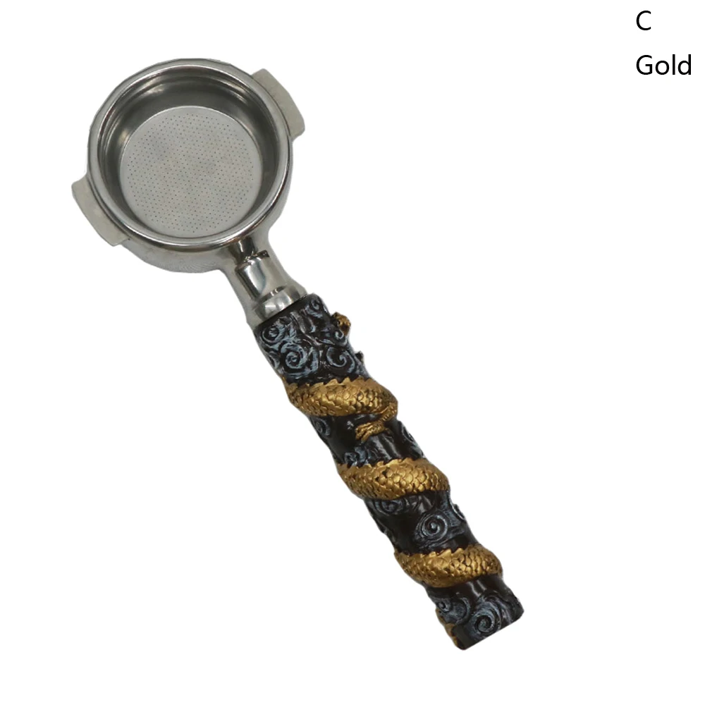 Gold Полуавтоматическая ручка для кофейного фильтра, универсальная 58 мм, коммерческие Итальянские аксессуары, цельная деревянная ручка без дна - Цвет: Gold
