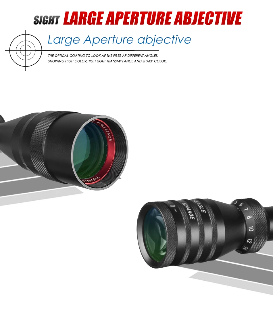 T-Eagle 4-16X44 AOE Riflescope красный зеленый Mil Dot сетка с подсветкой Tacticle прицел для охоты на открытом воздухе