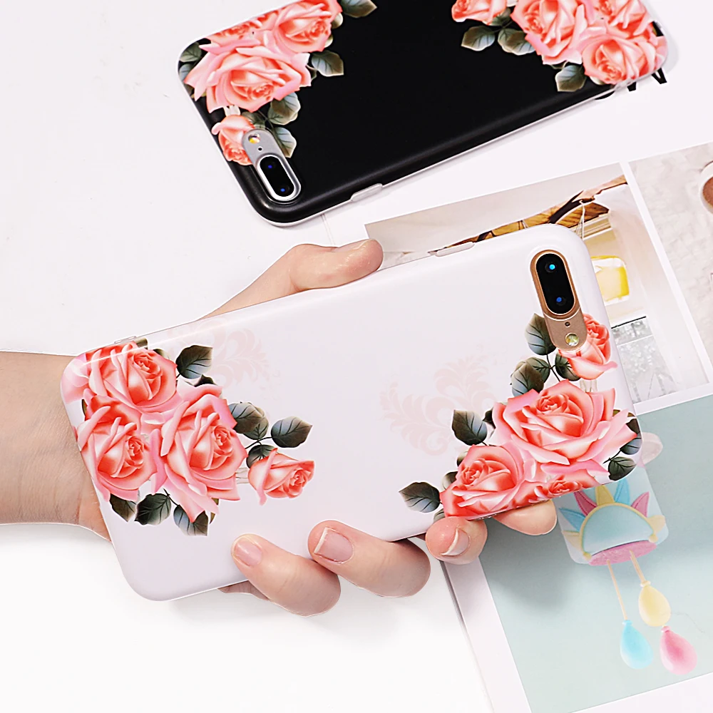 Rose Flowers Phone Case For iPhone XS Max XR 6 6S 7 8 Plus X Hot Vintage Floral Soft IMD Back Cover Cases Gifts |