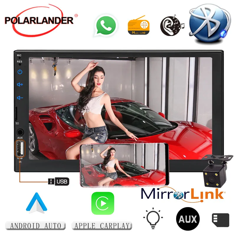 Автомагнитола с сенсорным экраном Android 7 для apple carplay Mirror Link MP5 плеер IOS мультимедиа
