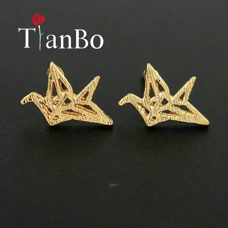 Серьги гвоздики TianBo женские стильные винтажные украшения в виде диких оригами