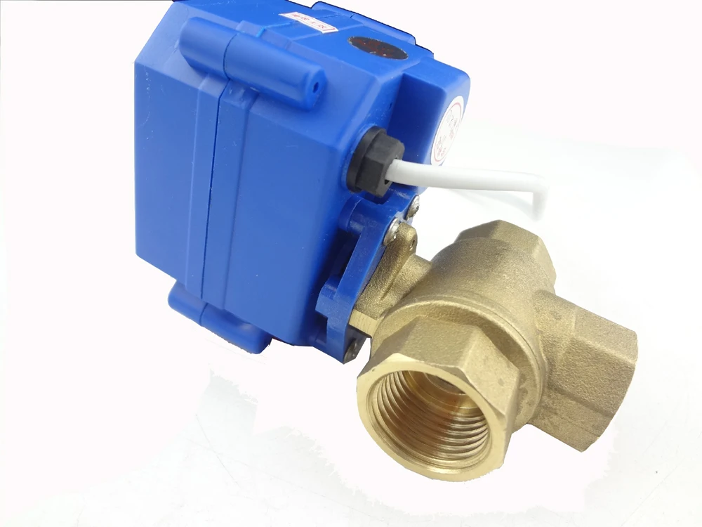 Шаровой кран с электроприводом трехходовой DN15 (уменьшающий порт) электрический