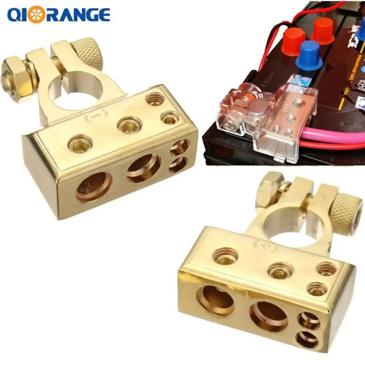 QIORANGE Car Battery Terminal Positive Negative battery Connector Gold Silver plated Caps 1 pair |