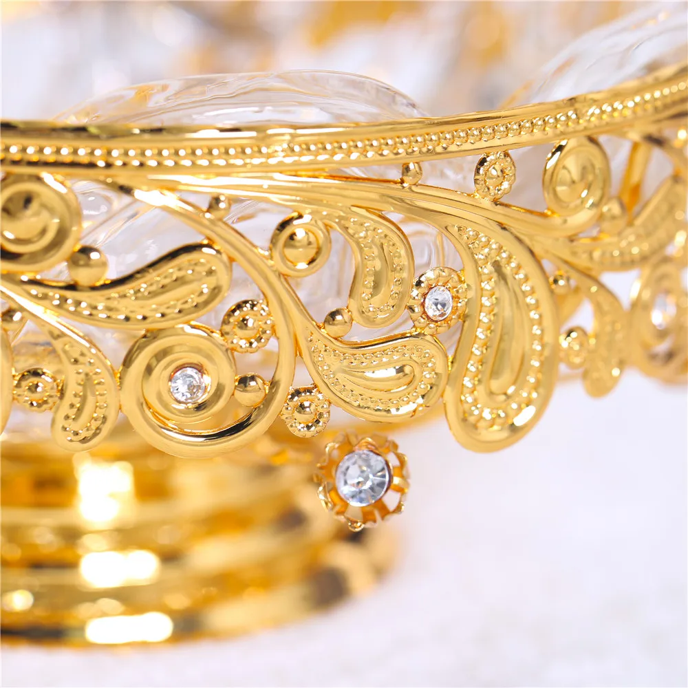 1 шт. ручная работа фруктовая тарелка блестящий золотой фруктовый поднос корзина