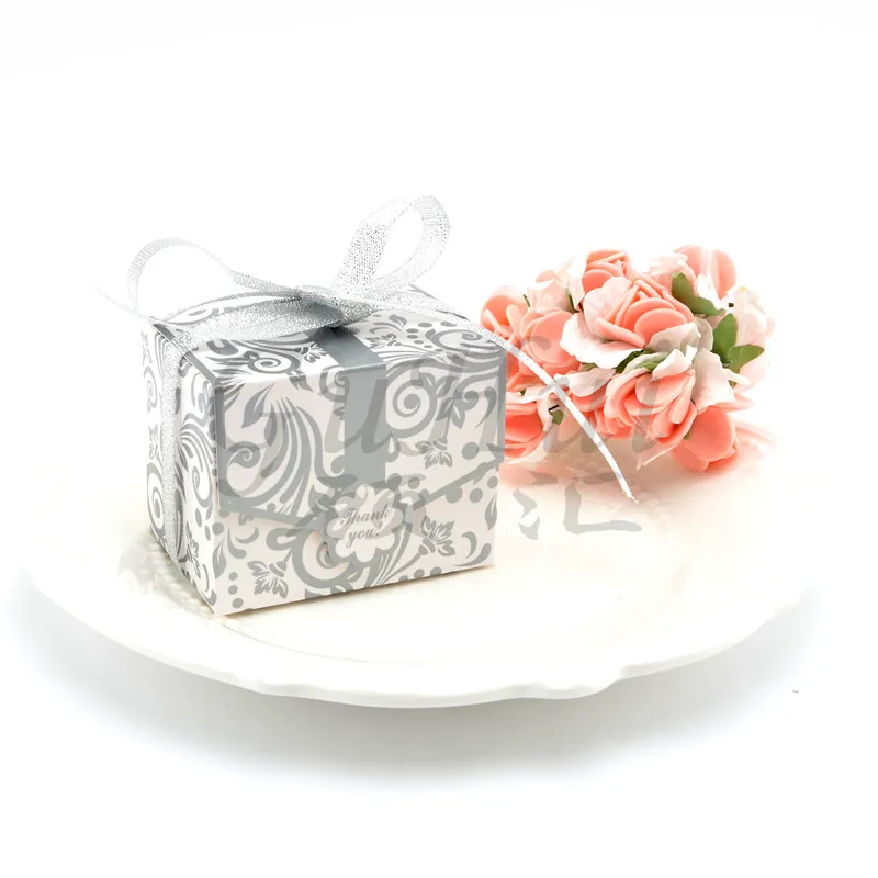 Золотые/Серебристые коробки для конфет с цветочным узором бумажная коробка