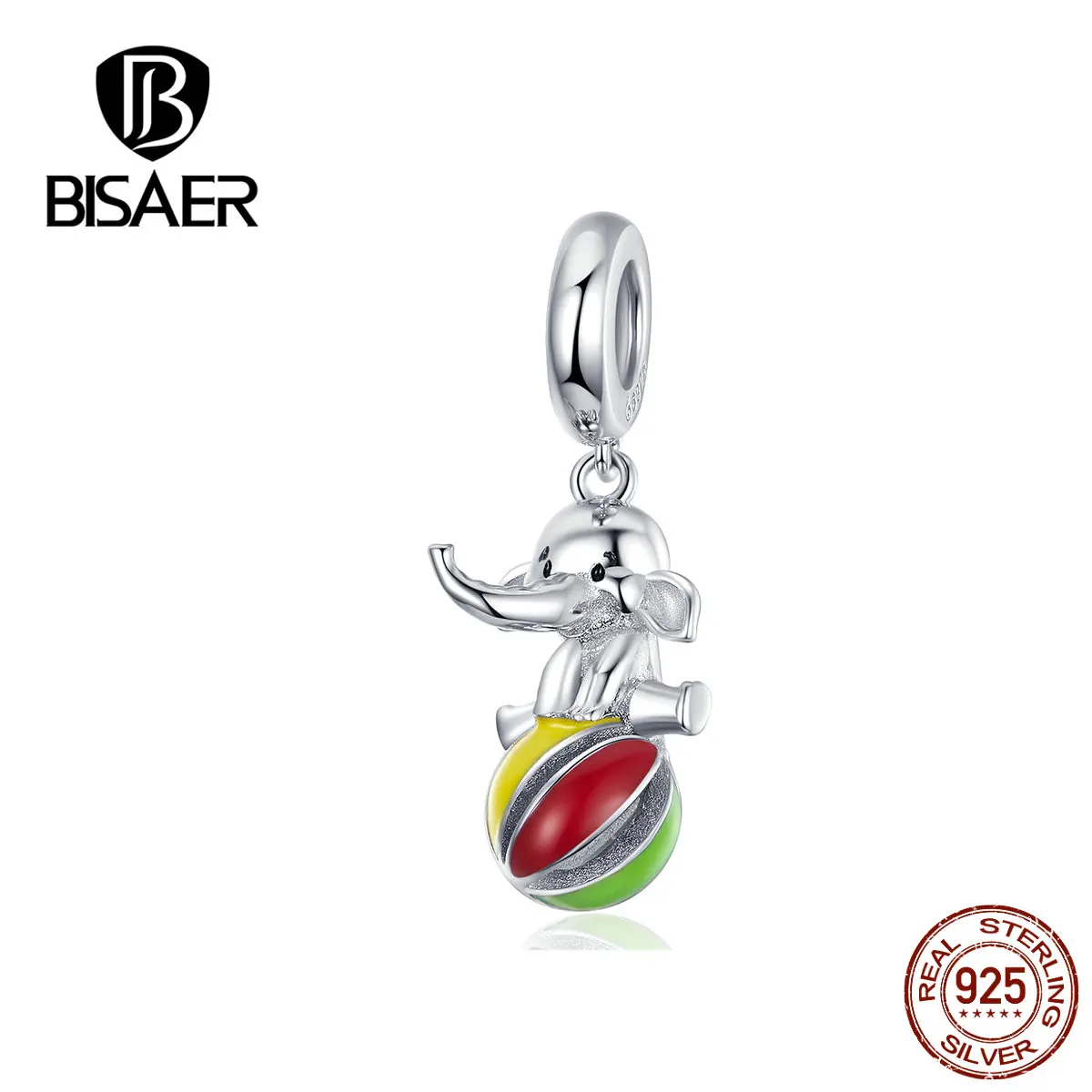 BISAER, новинка, летние подвески, 925 пробы, серебро, милый фламинго, слон, Lucy, клевер, звезда, подвески, бусины Ins, стиль, сделай сам, подвески - Цвет: BSC091