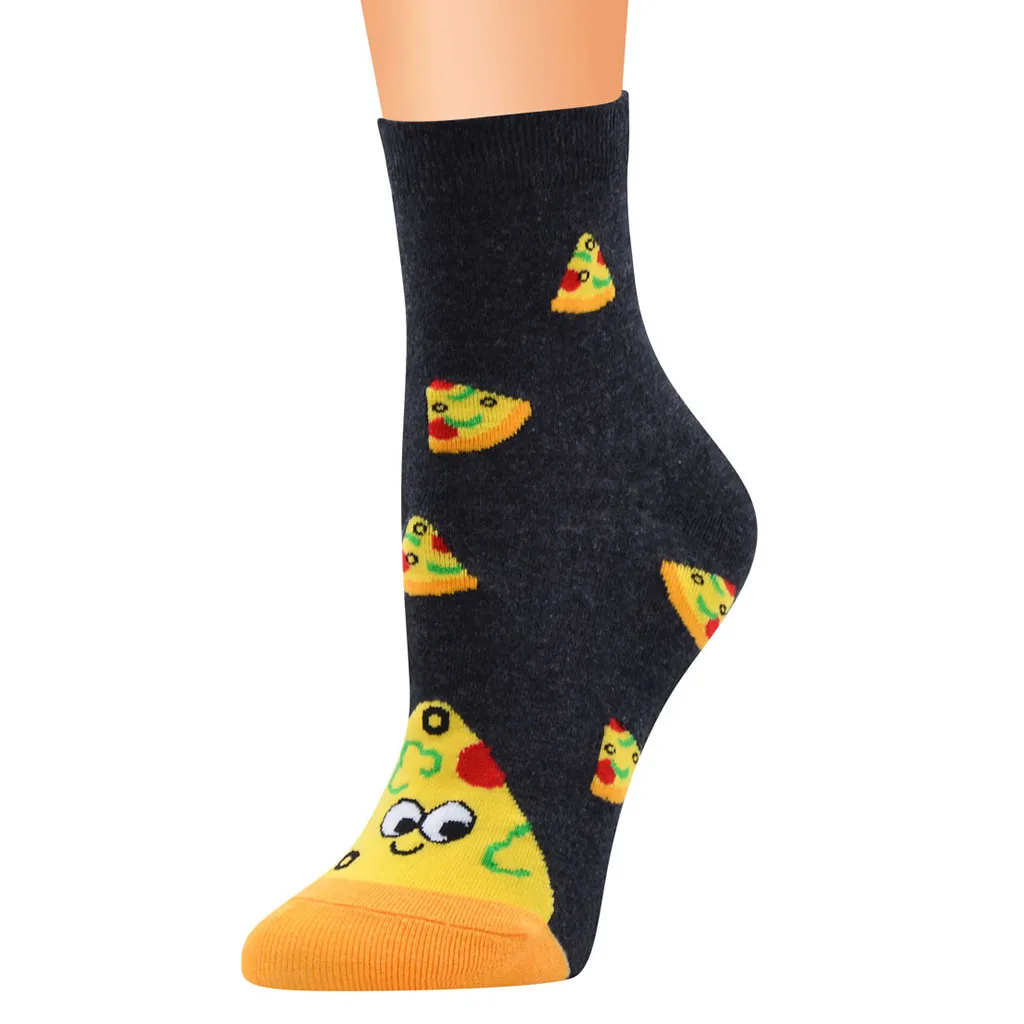 1 Pairs Women Cute Cartoon Printing Pattern Ladies Socks Tube Girls Comfort Causal Cotton Socks calcetines mujer divertido