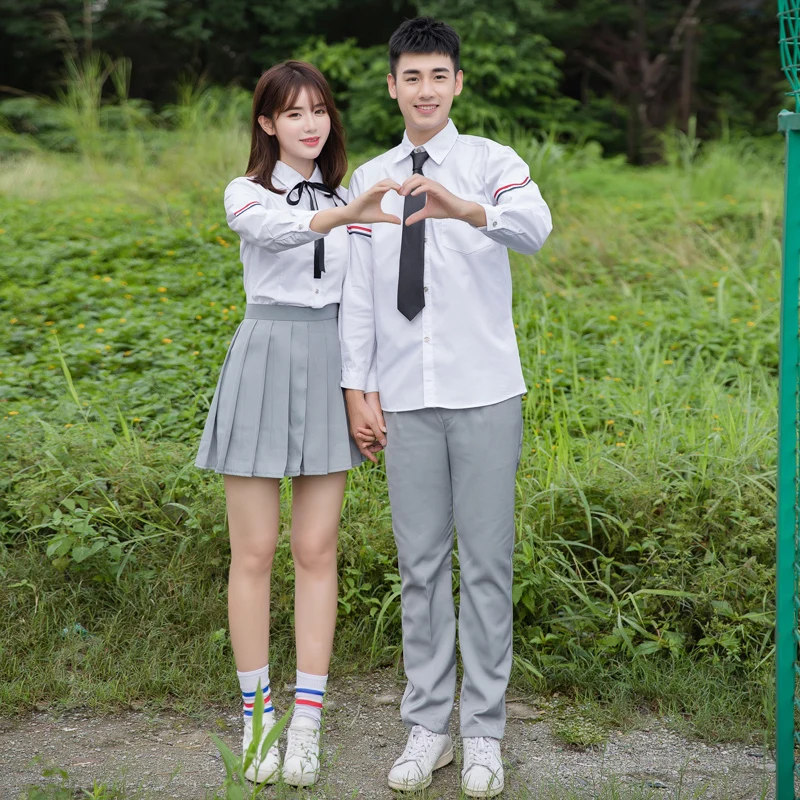 Летняя униформа в британском стиле костюм для корейских учеников младшей и
