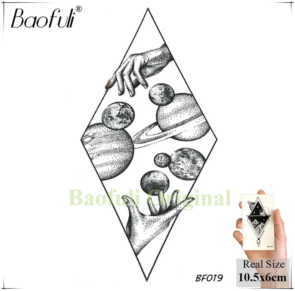 Временная Геометрическая Вселенная Татуировка BAOFULI водонепроницаемые