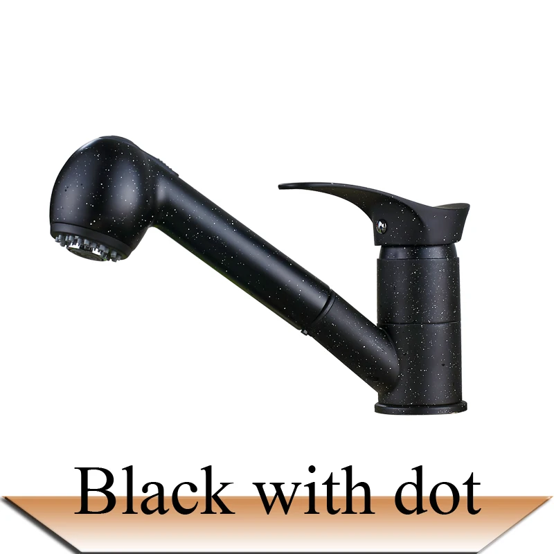 Black with Dot Роскошный выдвижной кухонный кран с креплением на палубе, кухонные краны для воды с горячей и холодной водой, кран с одной ручкой - Цвет: Black with Dot