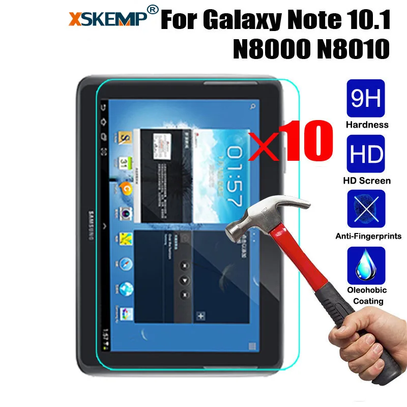 XSKEMP 10 шт./лот 9 H Настоящее закаленное Стекло для samsung Galaxy Note 1 N8000 N8010 Tablet Ultra Clear
