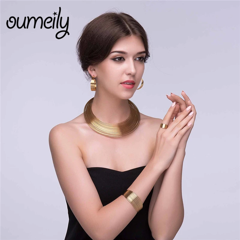 Женский комплект украшений OUMEILY ювелирных изделий из африканских бусин золотого